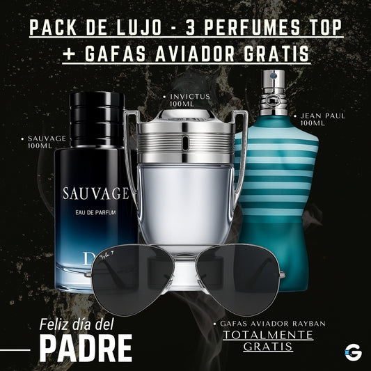 COMBO 3X1 DE PERFUMES + GAFAS AVIADOR GRATIS 🕶️ + ENVÍO INCLUIDO ✅