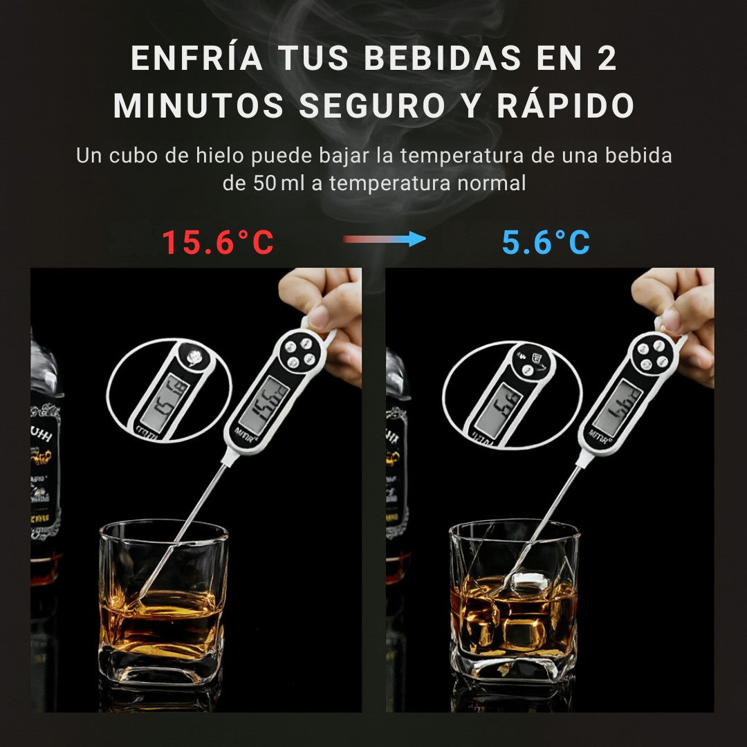 Set Premium: 16 Cubos Inoxidables + Pinzas + Guía Digital para Hacer Cocteles Profesionales Gratis