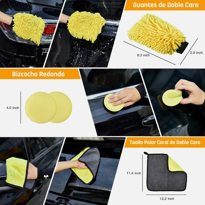Kit de Limpieza Premium de 22 Piezas para Carros y Motos ✅