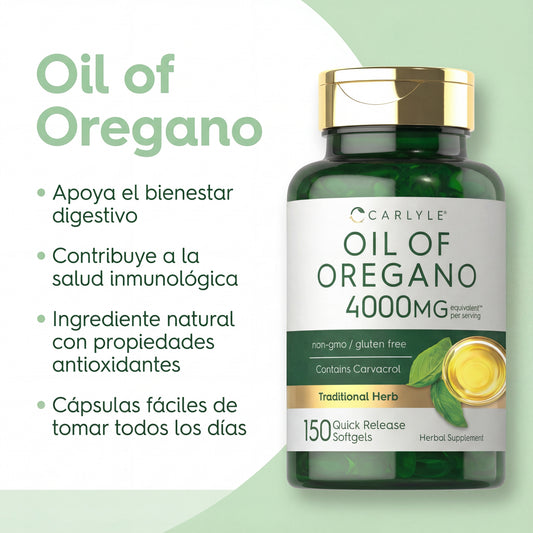 Oil of Oregano x 150 Cápsulas - Menos infecciones, mejor digestión y más defensas